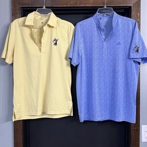 Adidas Disney Mickey Mouse Men's Polo Shirts in Soft Yellow and Textured Purple